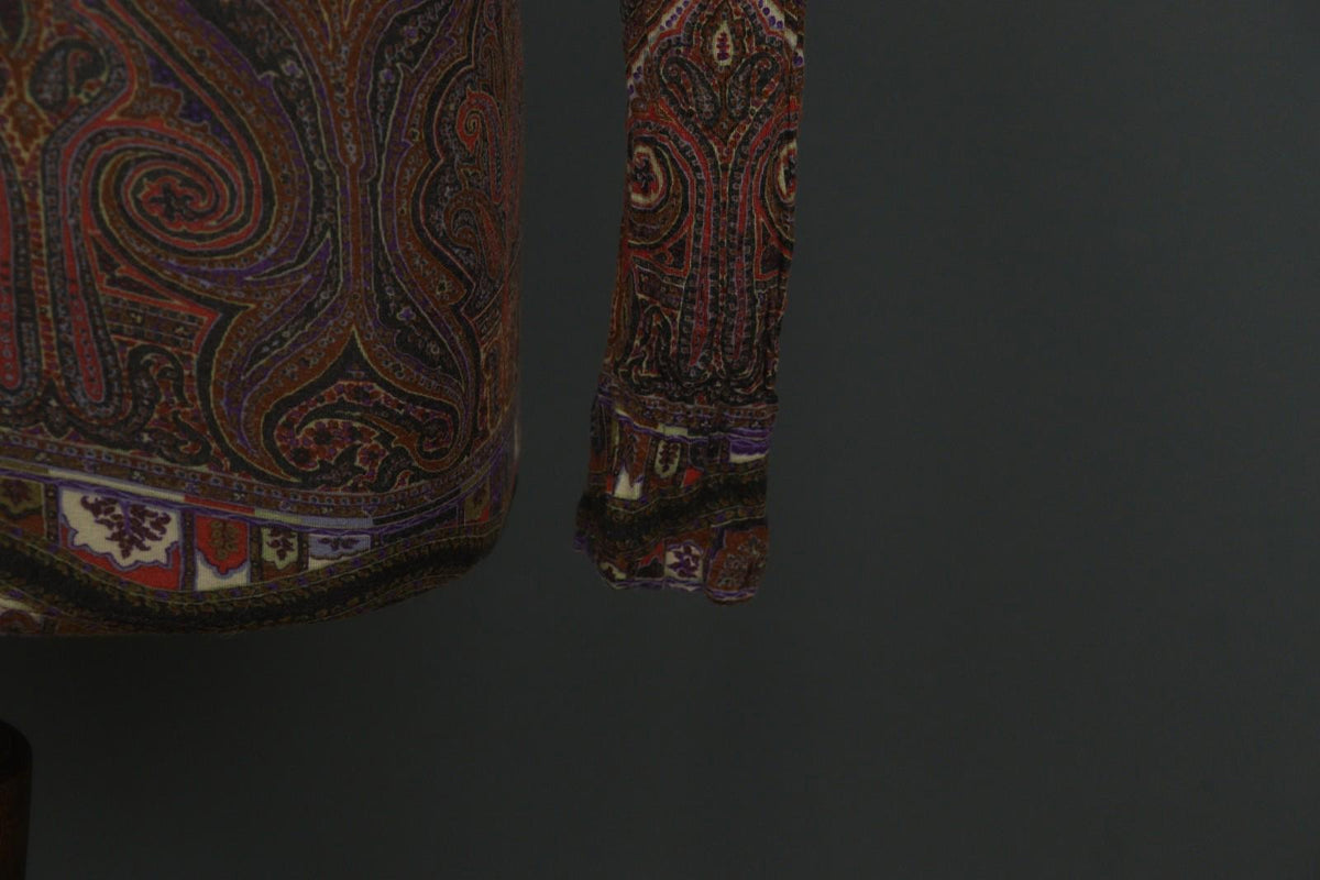 ETRO Milano Multicolor Paisley Classic Long Sleeve V-Neck Mini Dress – Size 42