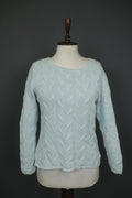 JOHNSTONES Blue Cotton Chunky Knit Long Sleeve Crew Neck Pullover Sweater – Size M