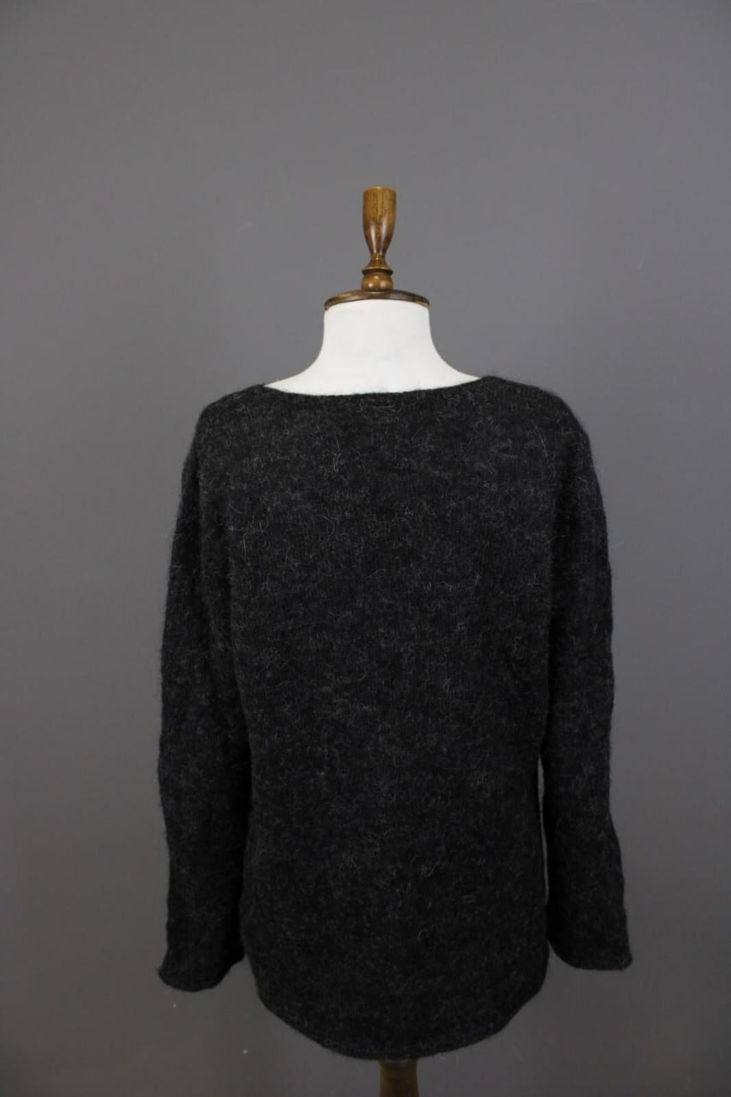 GUDRUN SJODEN Gray Alpaca Wool Knit Lagenlook Long Sleeve Tunic Sweater – Size L