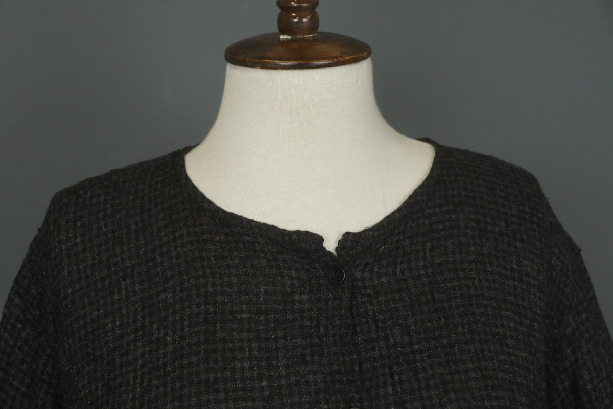 BARBARA LANG PARIS Black Crew Neck Long Sleeve Button Front Shirt Dress – Size M