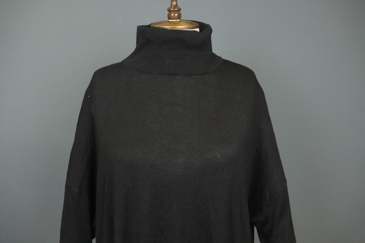 RUNDHOLZ Black 100& Cotton Long Sleeve Mock Neck Pullover Tunic Top – Size L