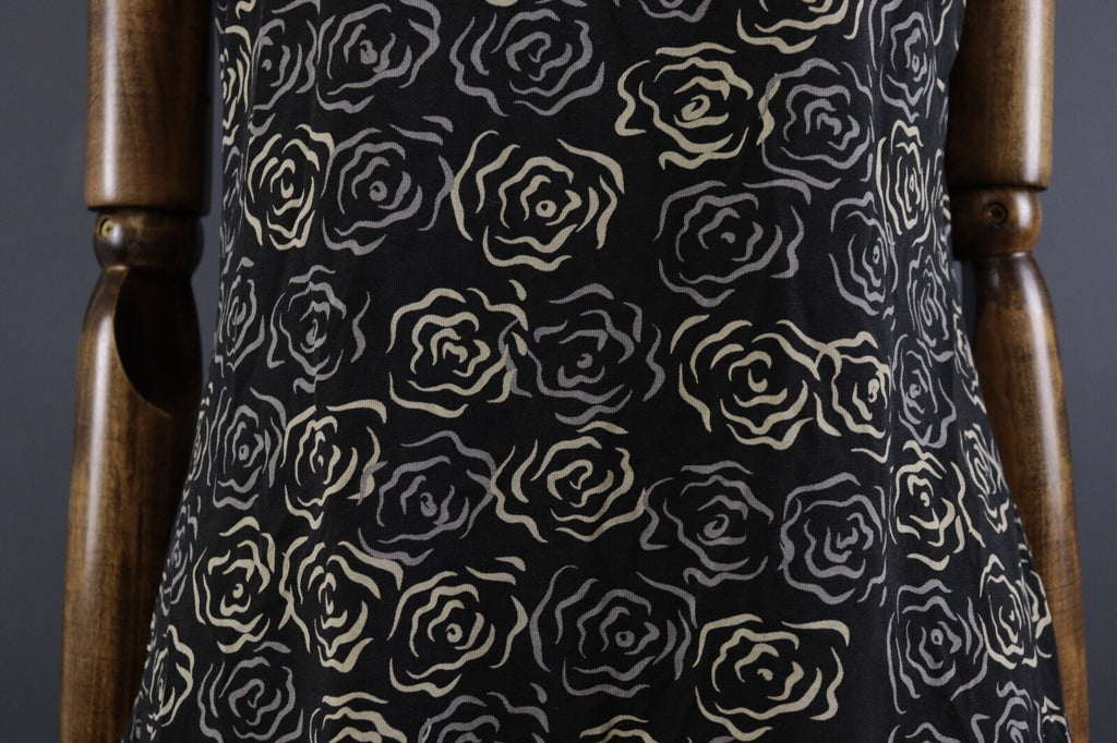 Deerberg by Oska Black Floral Summer Blouson Tunic Sleeveless Dress – Size L