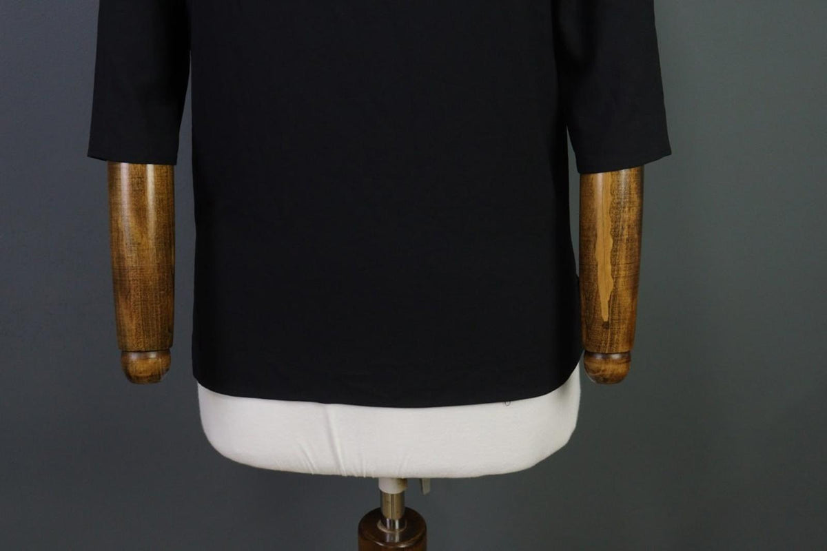 CHANEL Black Long Sleeve Button Side Slit Pullover Blouse Top – Size 34