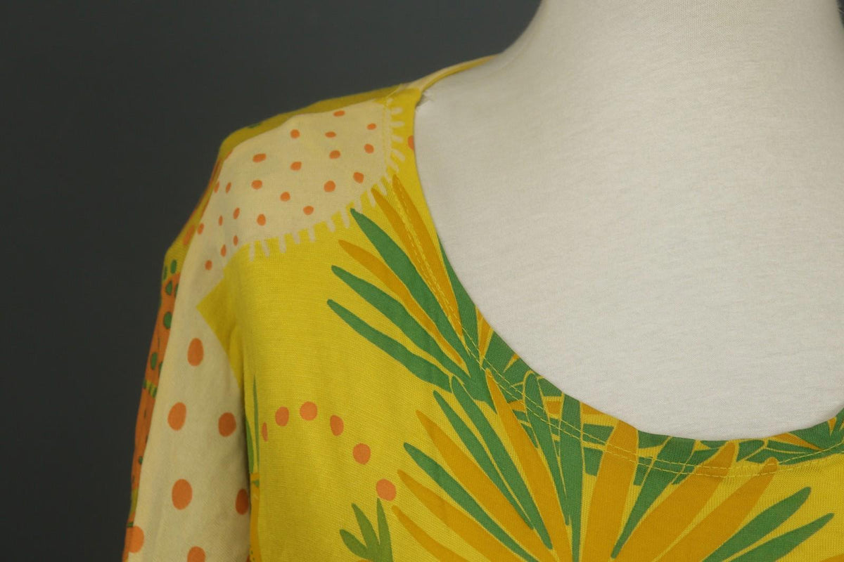 GUDRUN SJODEN Multicolor Floral 100% Modal Round Neck Pullover Shift Dress Sz M