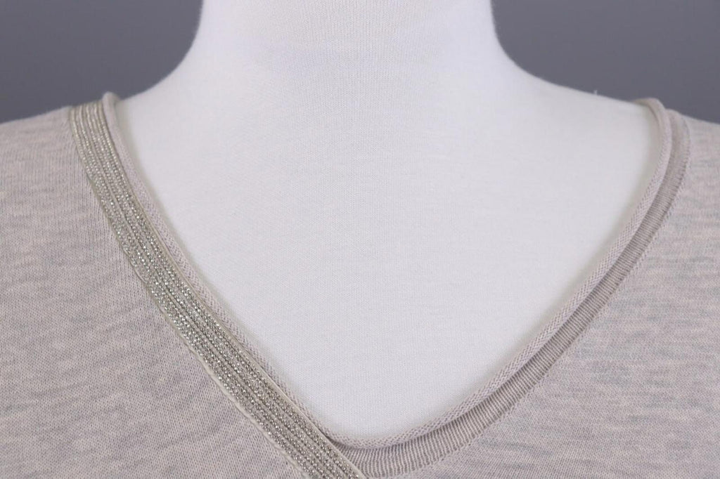 FABIANA FILIPPI Beige Knit V-Neck Relaxed Sweater – Size S