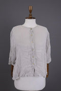 GRIZAS Gray Open Knit Silk Button Down 3/4 Sleeve Blouse Shirt Tunic – Size M