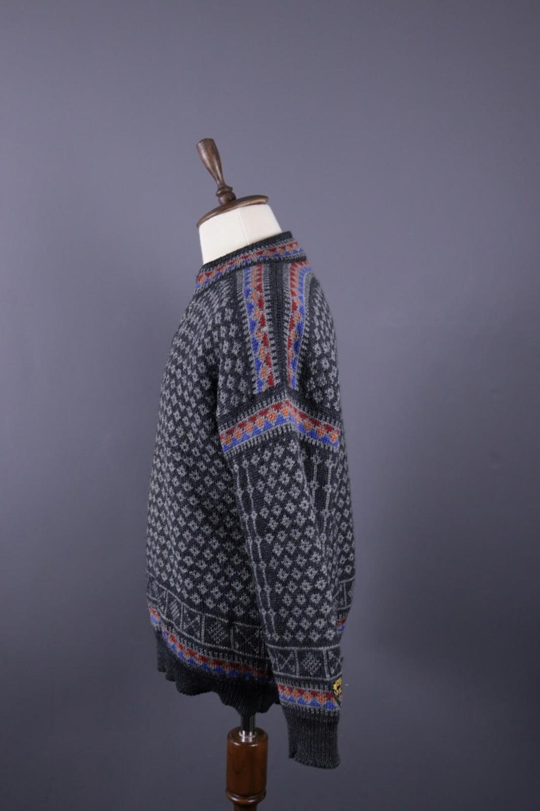 DALE OF NORWAY Sport Black Fair Isle Wool Knit Ski Sweater – Size XL