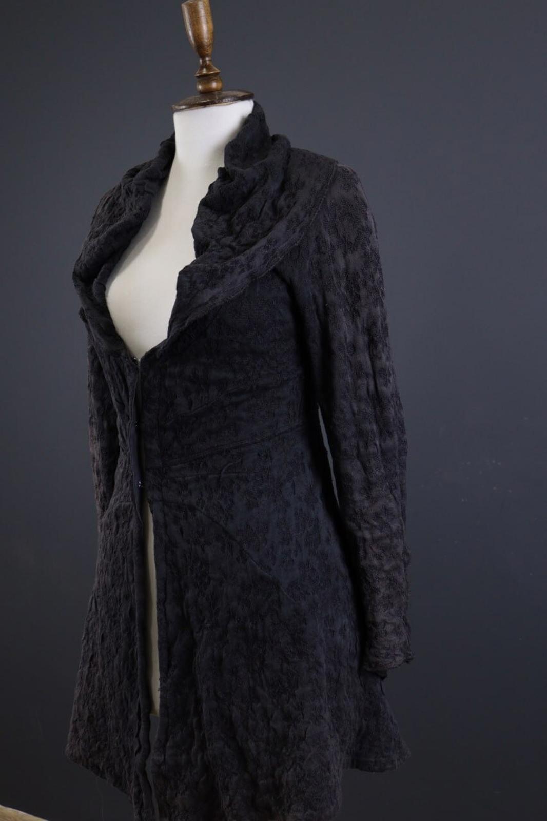 TRANSIT PAR SUCH Gray Linen Embroidered Designer Lagenlook Coat Jacket – Size 2