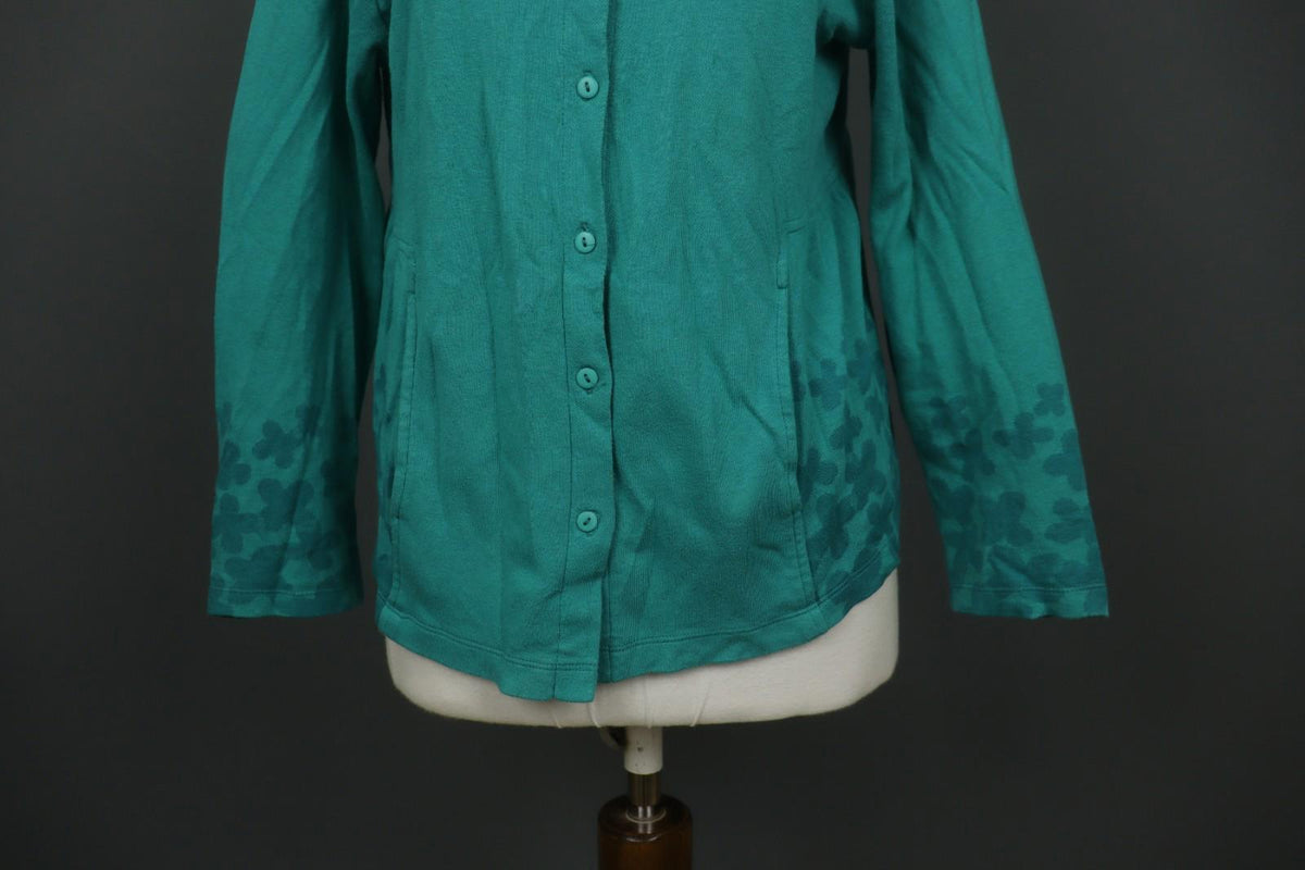 GUDRUN SJODEN Green Cotton Long Sleeve Button Front Cardigan Sweater – Size L