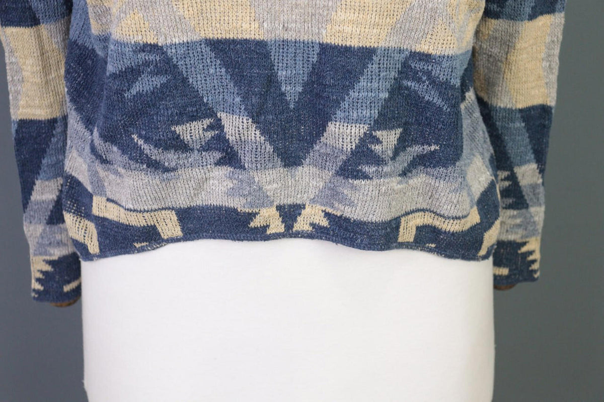 DENIM&SUPPLY RALPH LAUREN Blue Aztec Print Knit Sweater – Size XS
