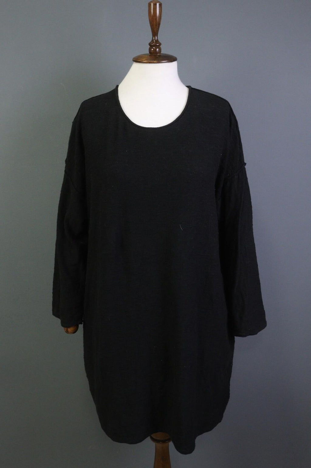 GUDRUN SJODEN Black Long Sleeve Oversized Lagenlook Shirt Dress – Size M