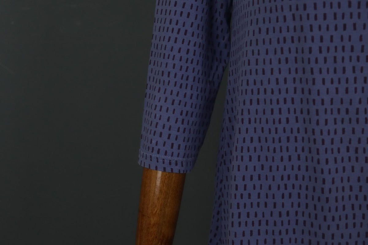 GUDRUN SJODEN Blue Striped Cotton Round Neck Long Sleeve Shift Dress – Size S