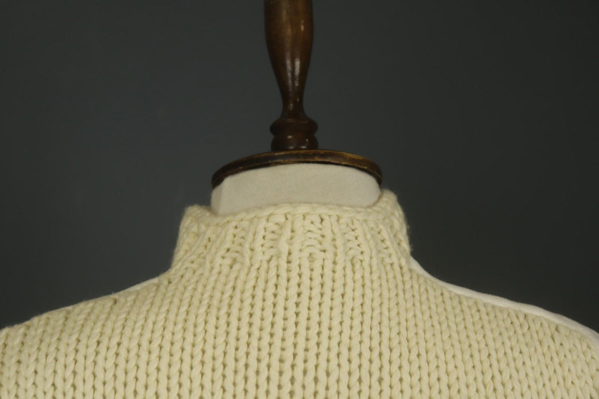 MARITHE FRANCOIS GIRBAUD White Knitted Slim Fit Mock Neck 1/4 Zip Sweater Sz 38