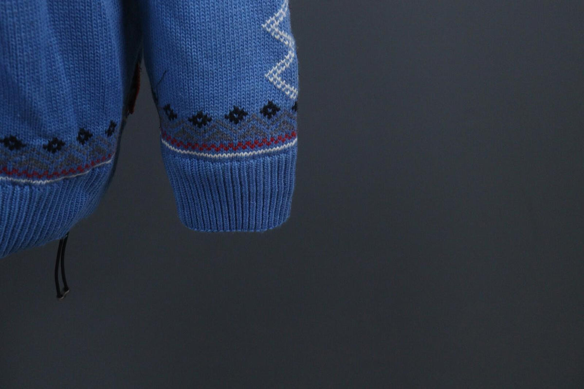 DALE OF NORWAY Blue Fair Isle Pure Wool Knit 1/4 Zip Ski Sweater