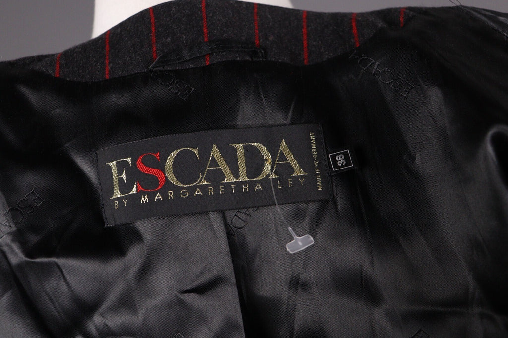 Escada by Margaretha Ley Wool Stripe 2 Piece Skirt Suit Blazer Black – Size 38