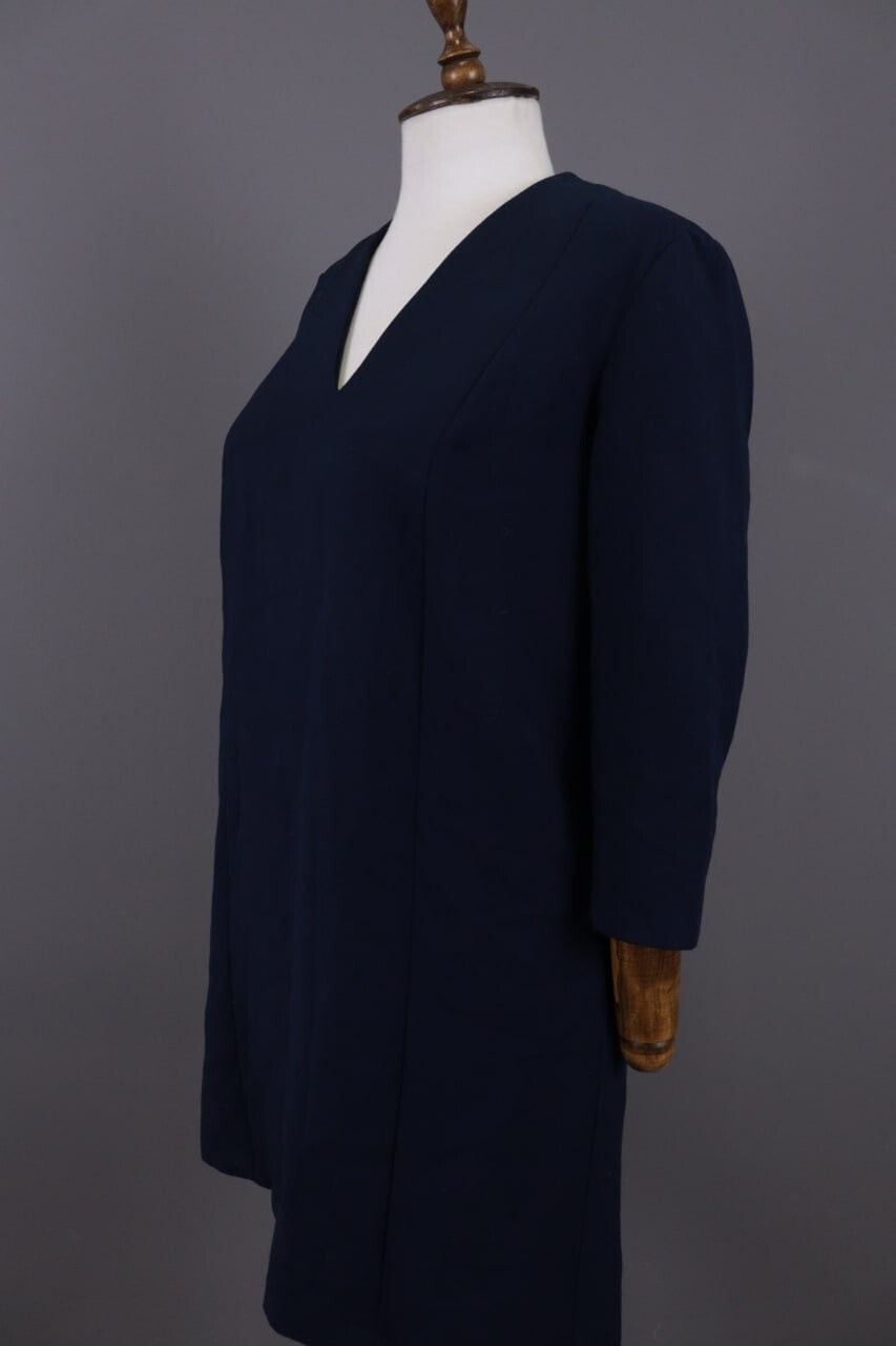 Me+Em Blue V-Neck Evening Long Sleeve A-Line Dress – Size 12