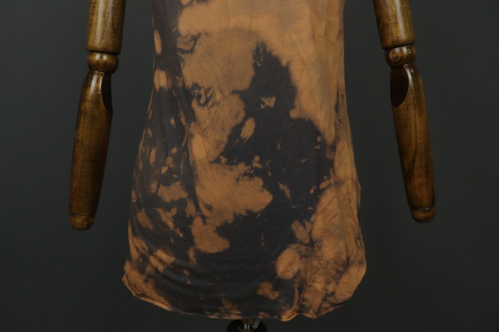 Tank Top Brown Black 100% Cotton Tie-Dye Wide Strap Round Neck Pullover – Size M