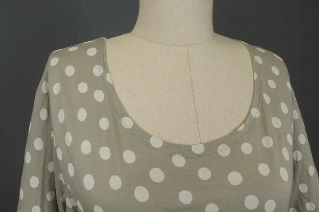 GUDRUN SJODEN Gray Polka Dot Lyocell Long Sleeve Round Neck Blouse Top – Size L