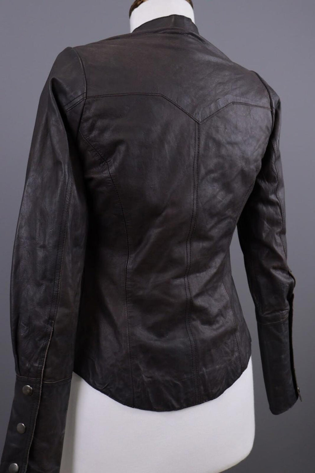 ALLSAINTS Brown Snap Leather Biker Jacket – Size XS