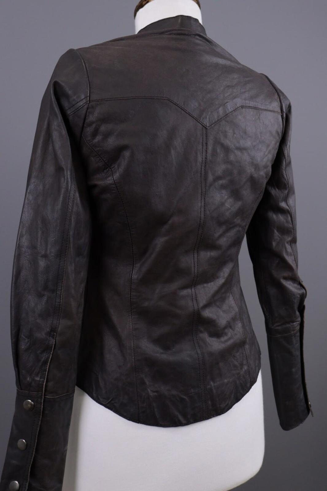 ALLSAINTS Brown Snap Leather Biker Jacket – Size XS