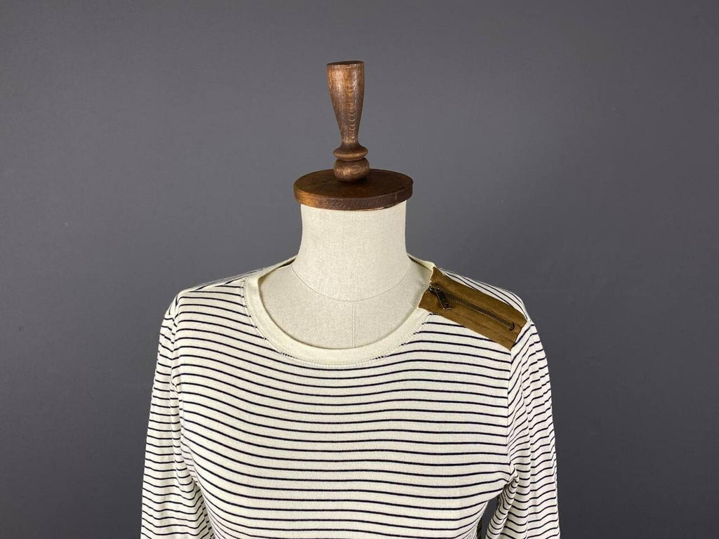 LAUREN JEANS COMPANY RALPH LAUREN Striped Elbow Patches Sweater – Size M