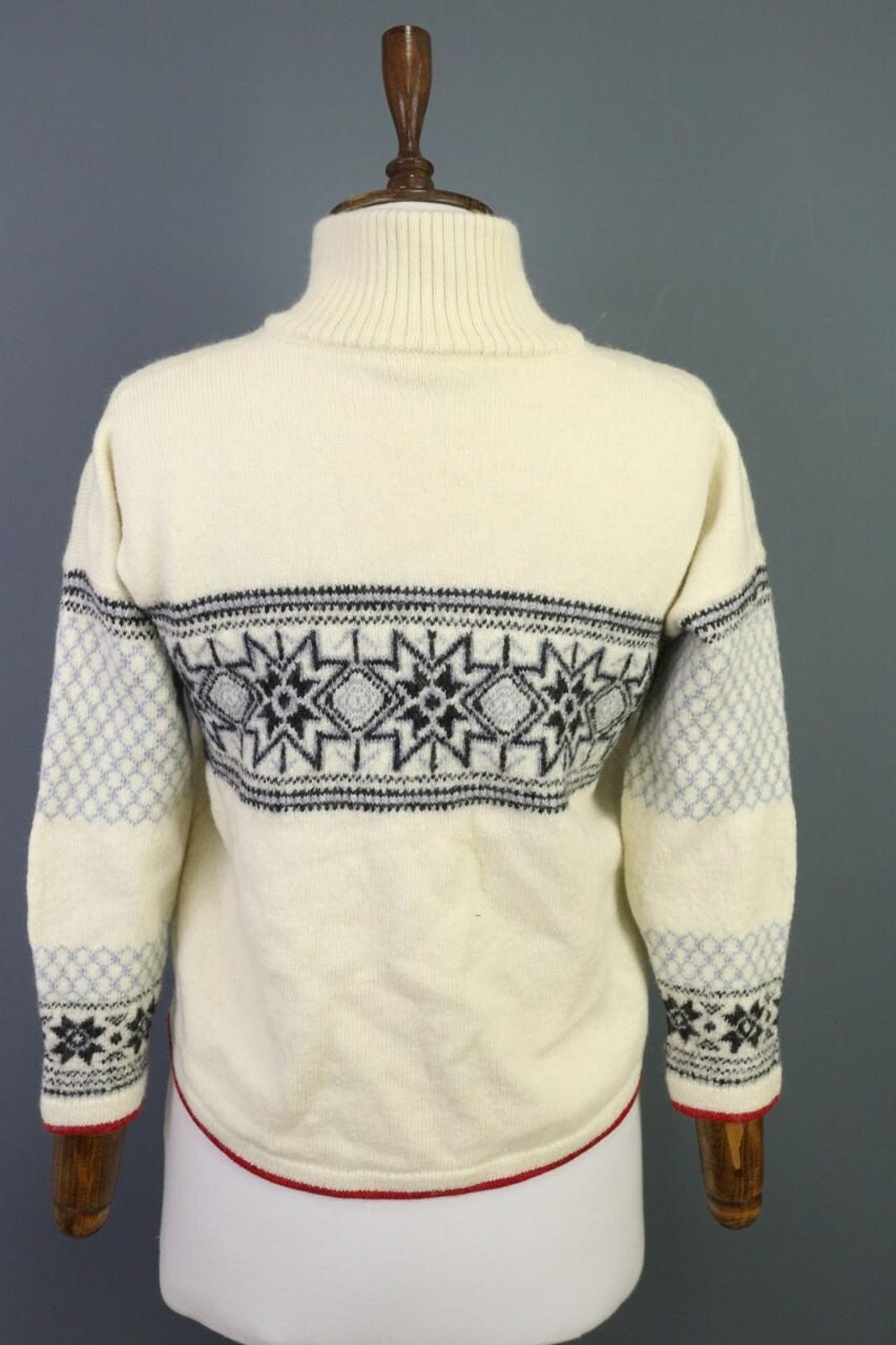 DALE OF NORWAY Beige Snowflakes 1/4 Zip Knit Ski Sweater – Size M