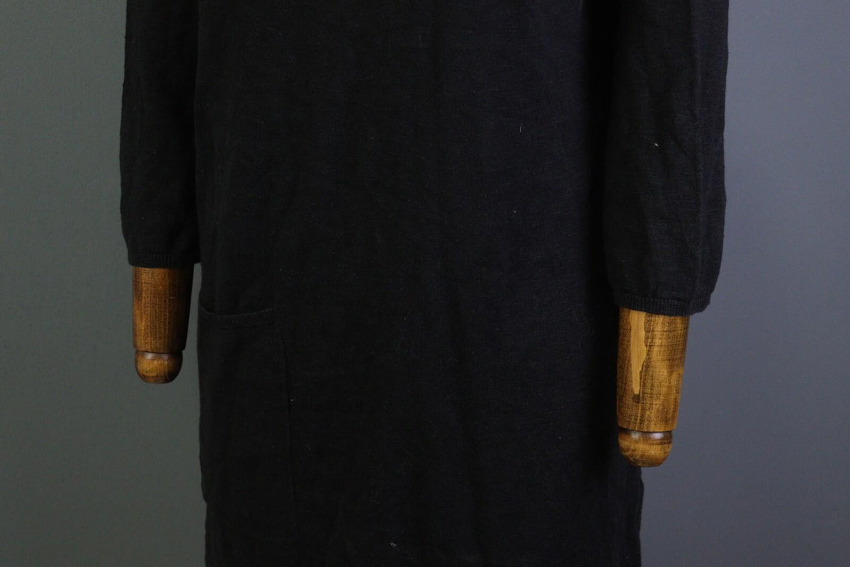 GUDRUN SJODEN Black A-Line Linen 3/4 Sleeve Short Knee Length Dress – Size M