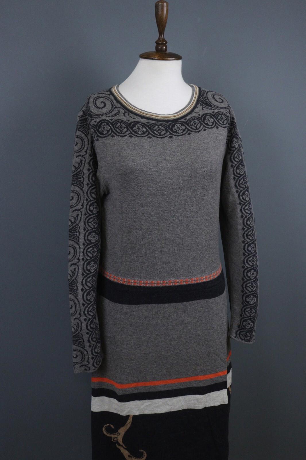 IVKO Black Gray 100% Wool Crew Neck Long Sleeve Fit & Flare Dress – Size 42