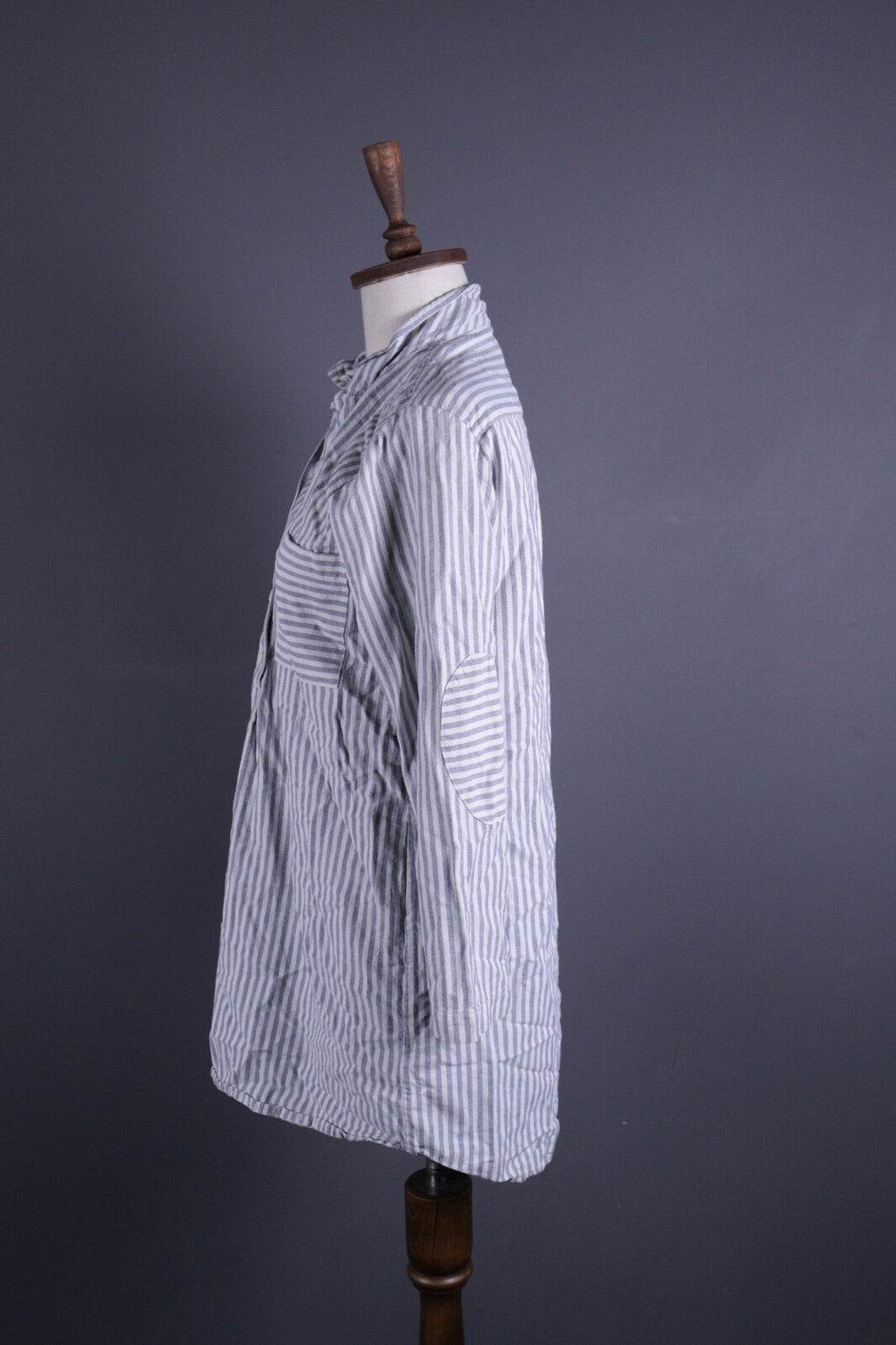 Toast White Linen Stripe Long Sleeve Relaxed Blouson Midi Dress – Size UK12 US8 M