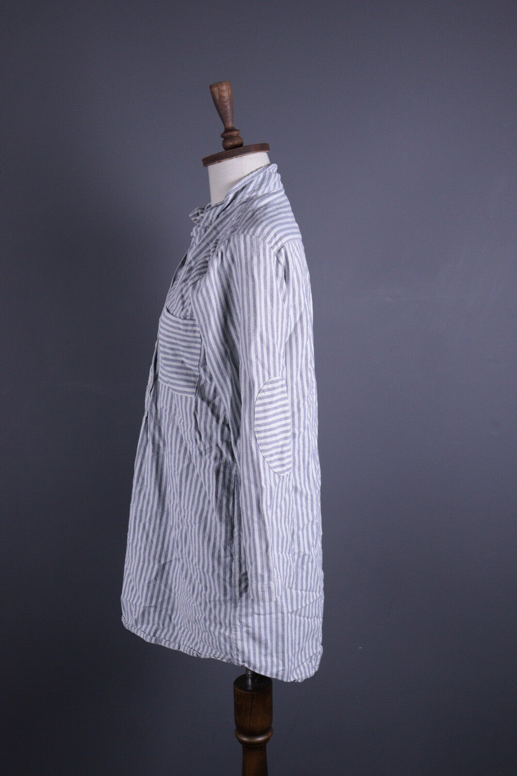 Toast White Linen Stripe Long Sleeve Relaxed Blouson Midi Dress – Size UK12 US8 M