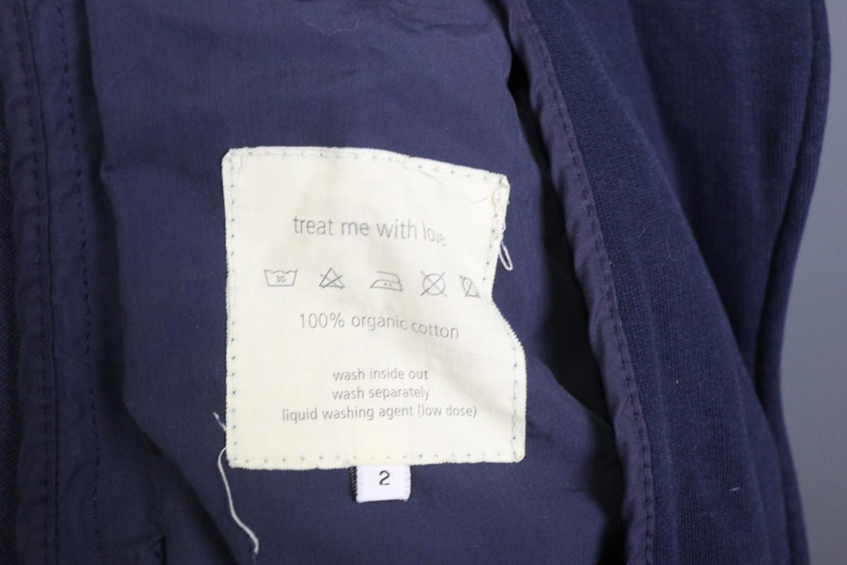 FRAUENSCHUH Blue 100%Cotton Mock Neck Long Sleeve Zipper Pockets Jacket – Size 2