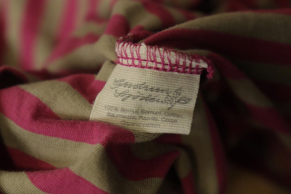 GUDRUN SJODEN Pink Tan Striped Organic Cotton Round Neck Maxi Dress – Size 2XL