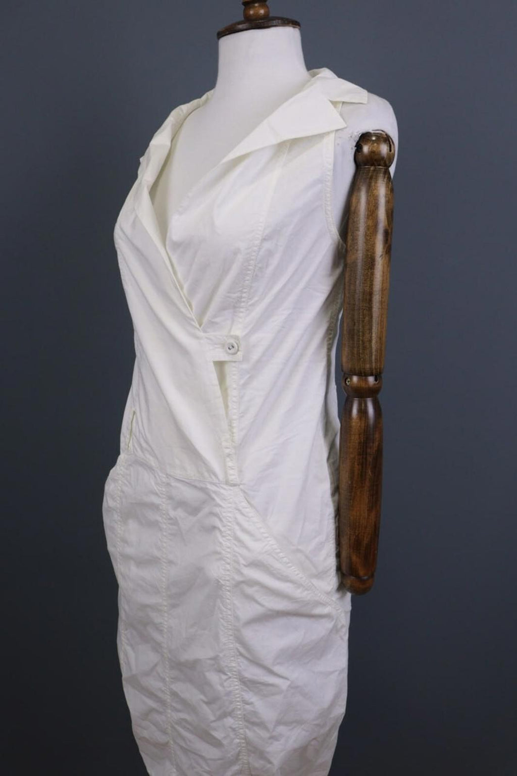 ANNETTE GORTZ Summer White Sleeveless Bodycon Wrape Midi Dress – Size 34