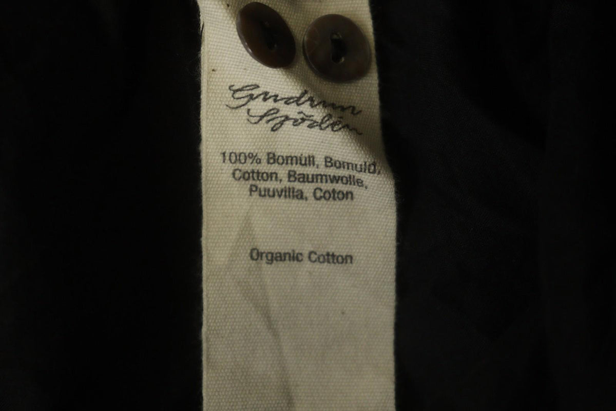 GUDRUN SJODEN Black Cotton Pintuck 3/4 Sleeve Button Front Shirt Dress – Size S
