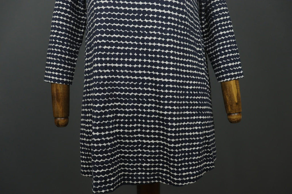 MARIMEKKO LEVOLLINEN RASYMATTO Black White Polka Dot Pullover Shift Dress Sz XS