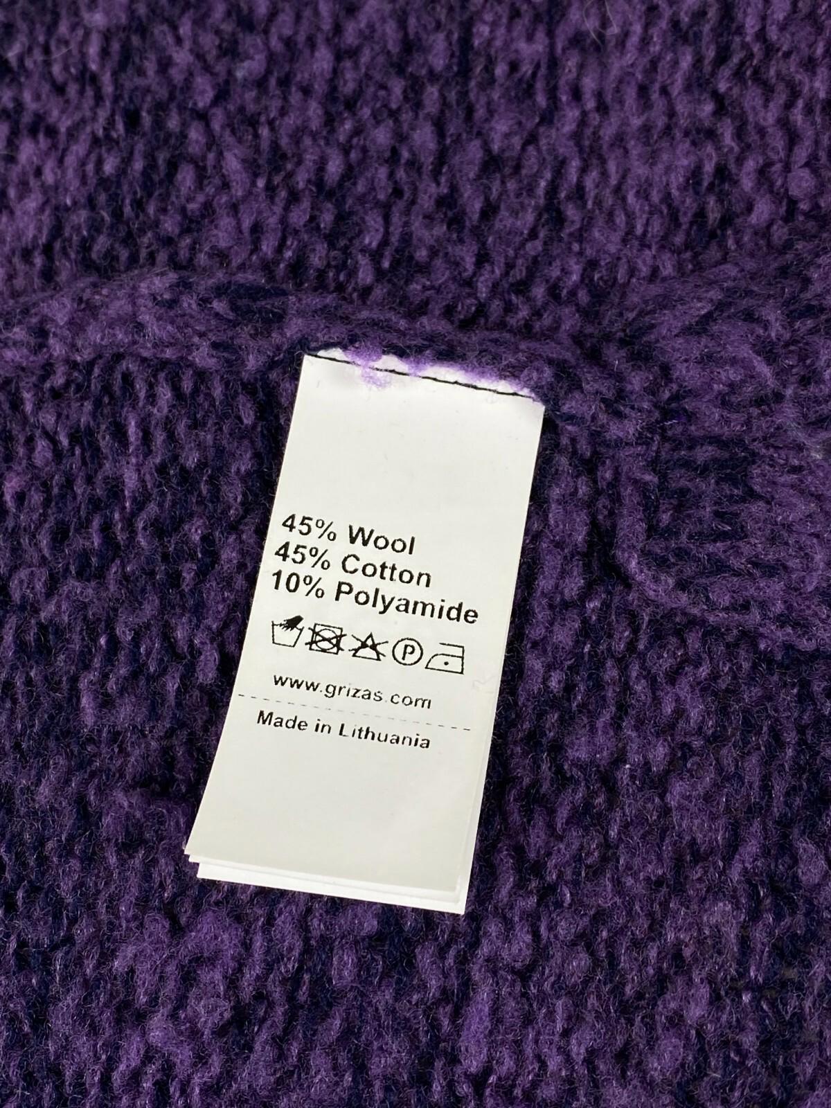 GRIZAS Purple Wool Button Down 3/4 Sleeve Cardigan Sweater – Size M