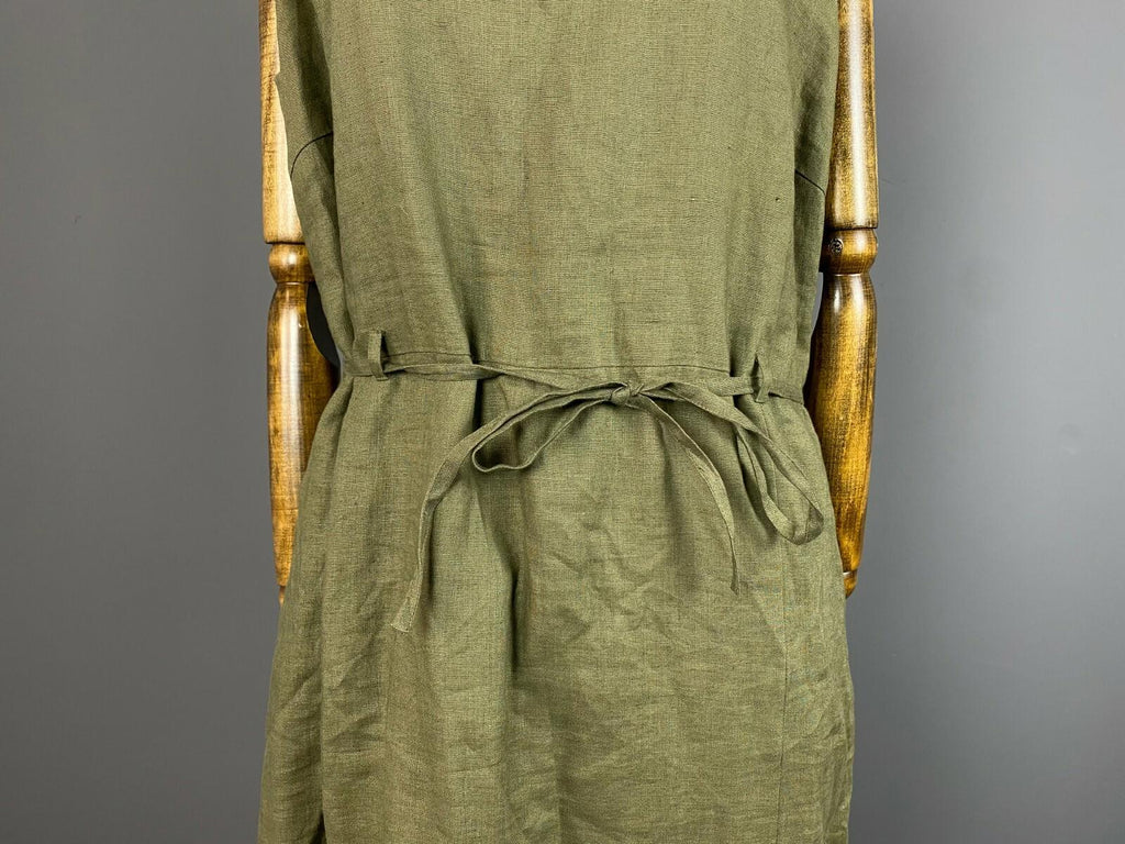 Vintage Women LAURA ASHLEY Khaki Belted Sleveless Maxi Dress – Size 14