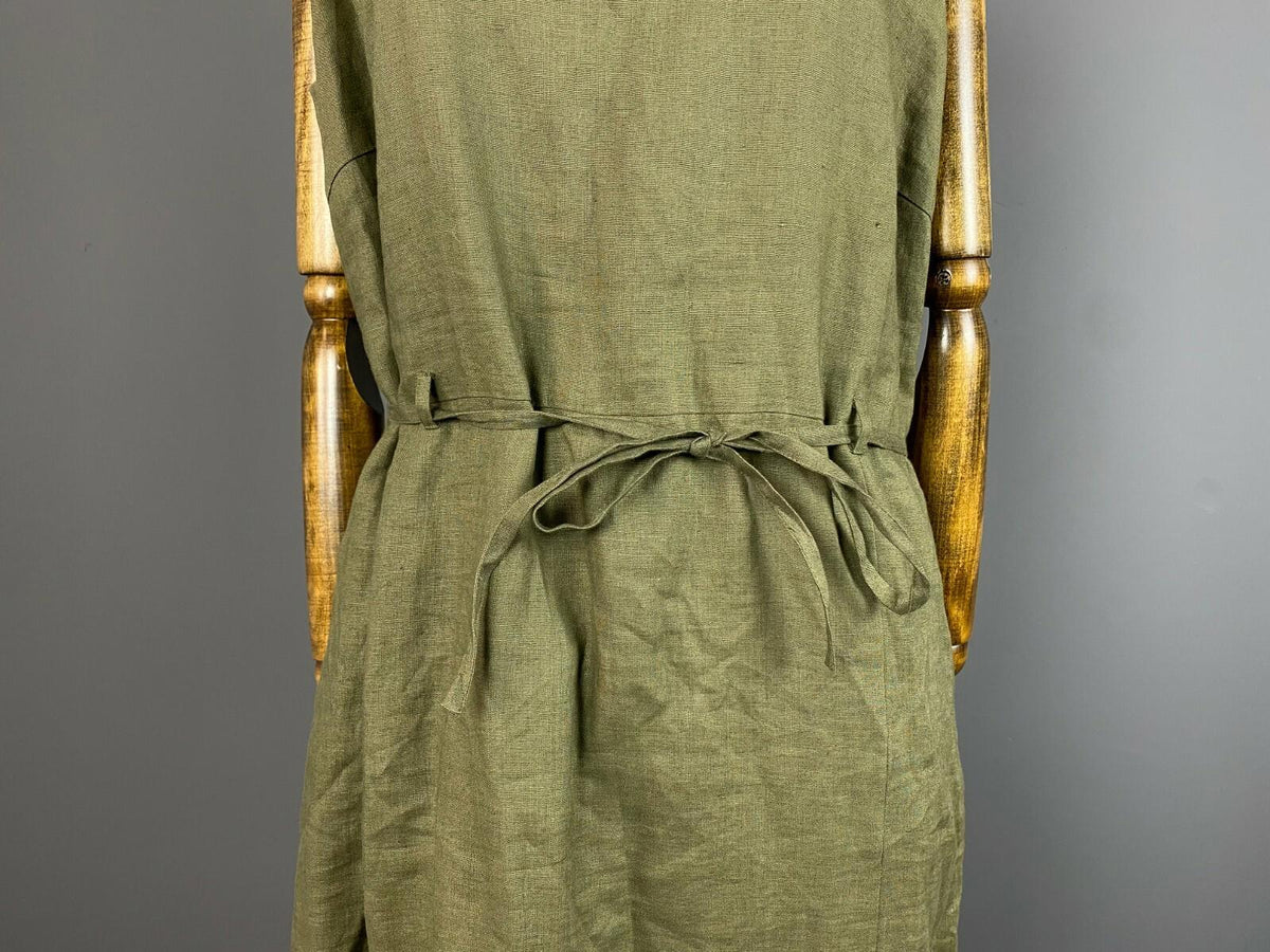 Vintage Women LAURA ASHLEY Khaki Belted Sleveless Maxi Dress – Size 14