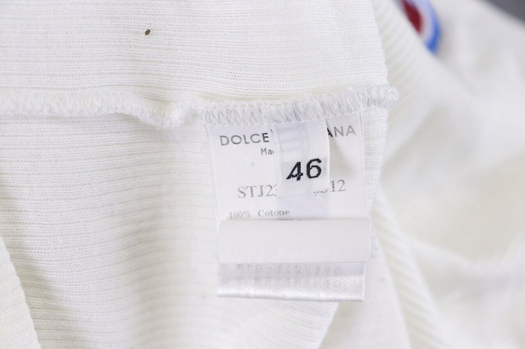 Dolce&Gabanna White V-Neck Pullover – Size 46