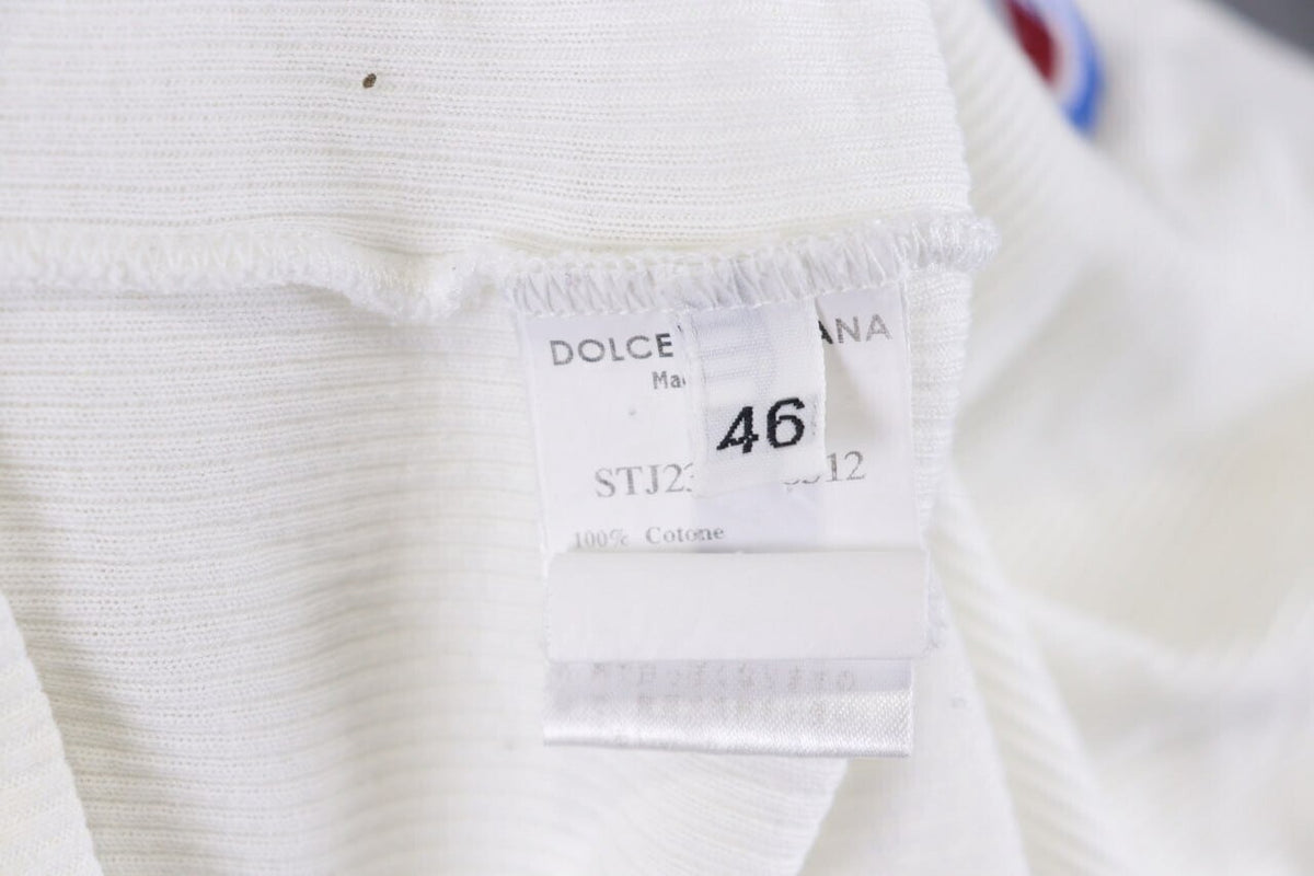 Dolce&Gabanna White V-Neck Pullover – Size 46