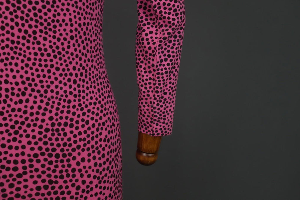 MARIMEKKO Pink Polka Dot Cotton Long Sleeve Scoop Neck Sheath Dress – Size S