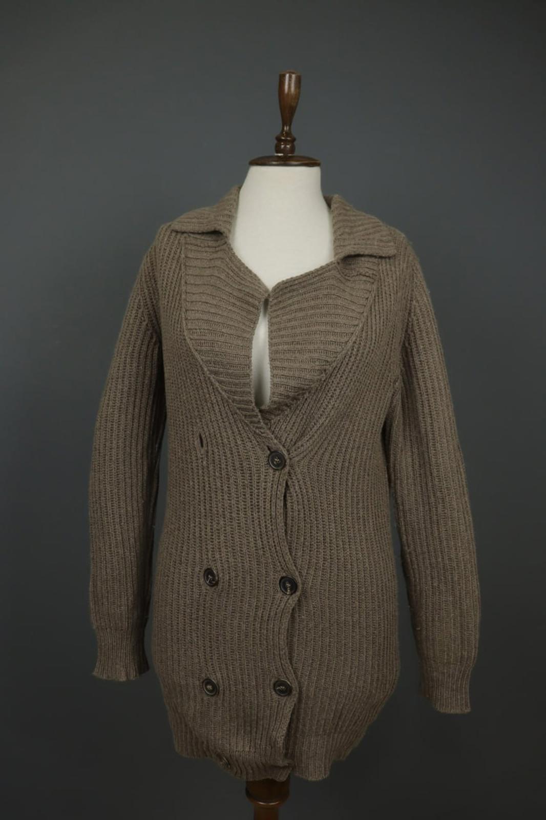 BLUMARINE Brown Knitted Collared Long Sleeve Button Front Cardigan Sweater M/L