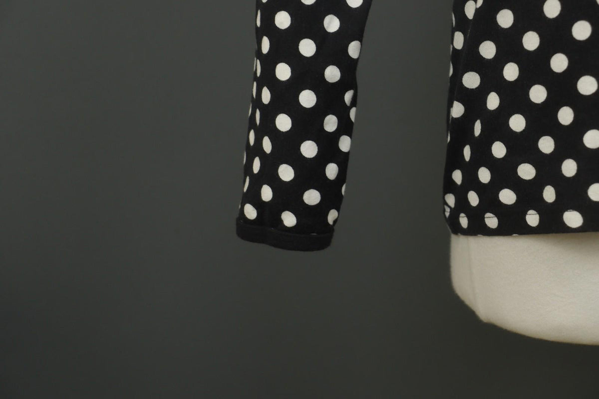 MARIMEKKO Black White Polka Dot Cotton Long Sleeve Summer Snap Blouse Top – Size M