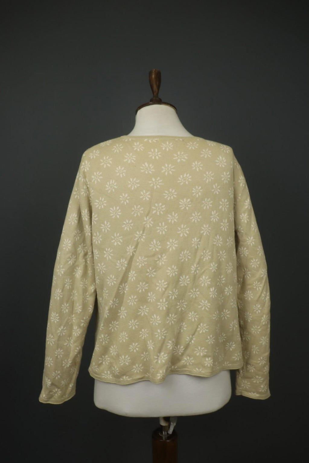 GUDRUN SJÖDEN Beige Floral Long Sleeve Button Front Cardigan Sweater – Size L