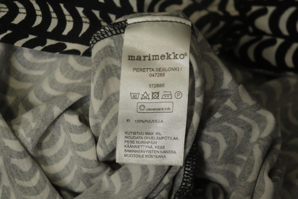 MARIMEKKO PERETTA SESLONKI Black White Geometric Round Neck Tunic Dress S/M