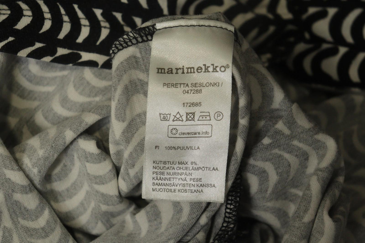 MARIMEKKO PERETTA SESLONKI Black White Geometric Round Neck Tunic Dress S/M