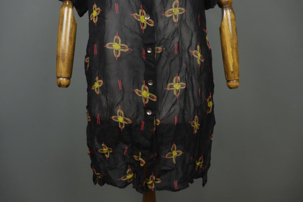 GUDRUN SJÖDEN Multi Floral Viscose Long Sleeve Button Front Shirt Dress – Size M