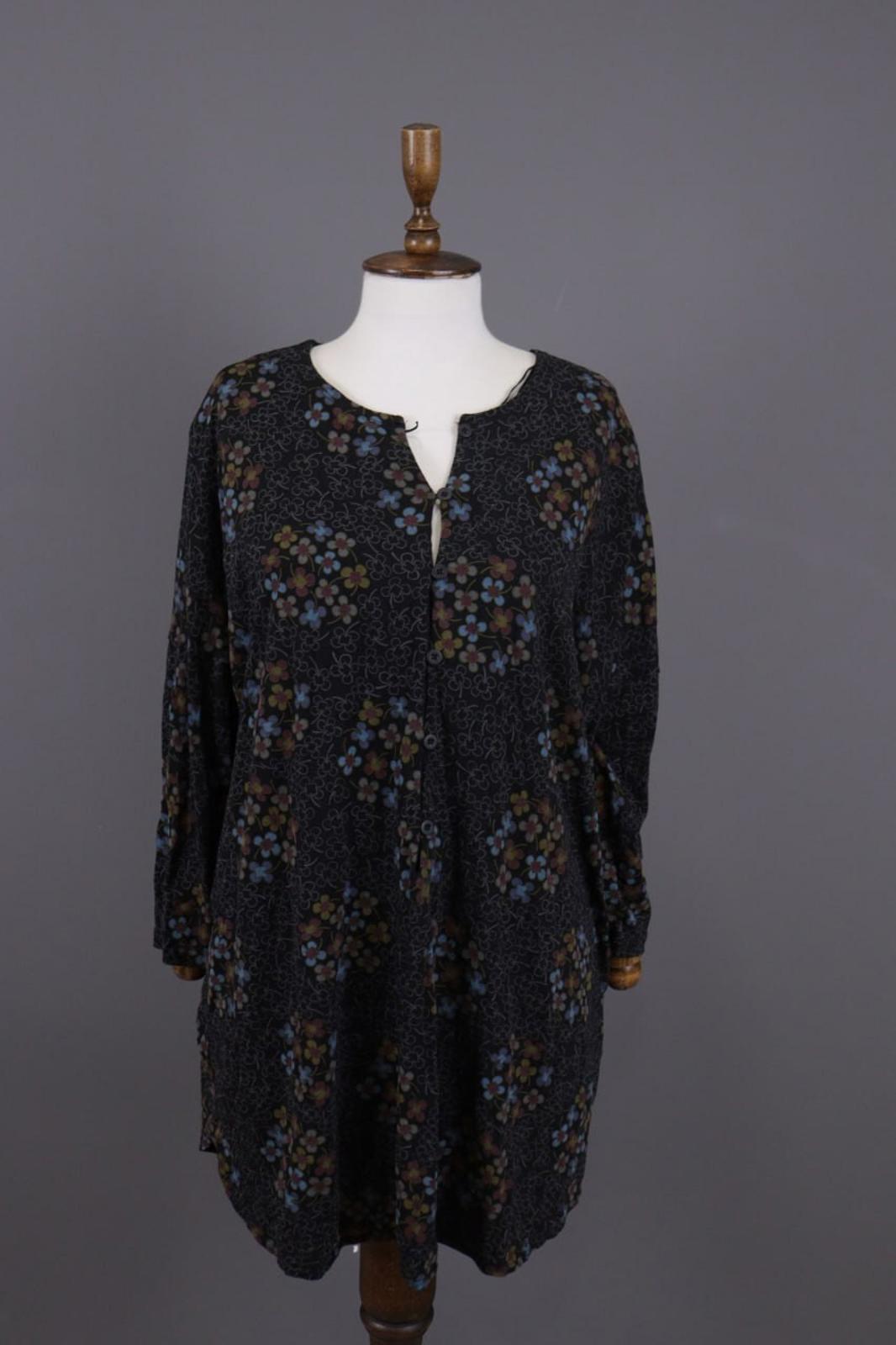 GUDRUN SJODEN Black Floral Oversized Long Sleeve Blouson Midi Dress – Size M