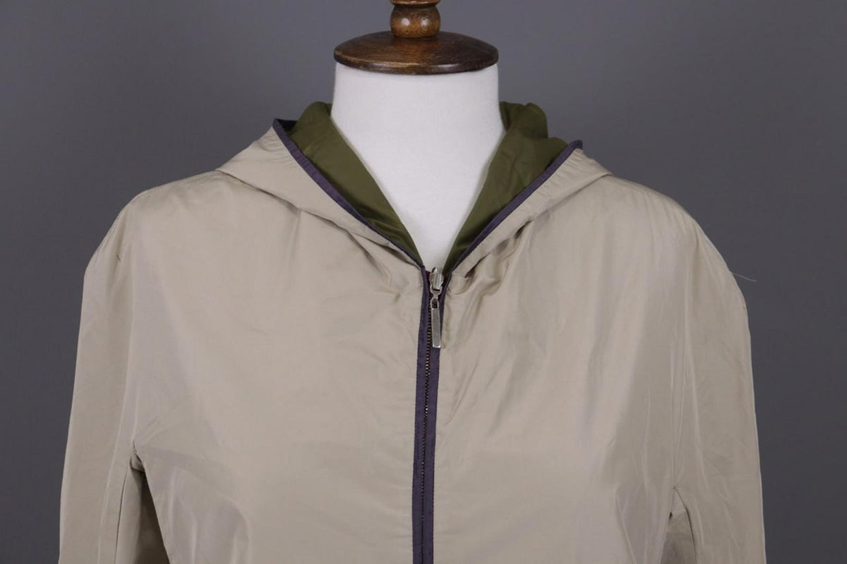 Max Mara Jacket Cream Green Reversible Zipped Pocket Hooded Full Zip – Size 10