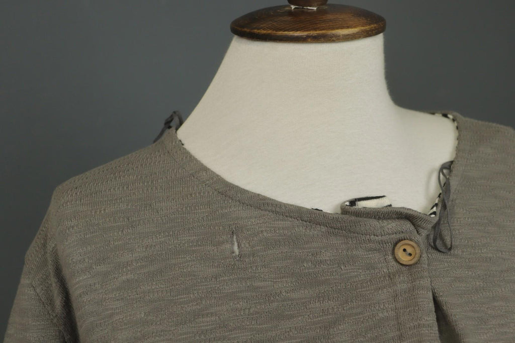 GUDRUN SJODEN Gray 100% Cotton Knitted Long Sleeve Button Front Cardigan – Size L